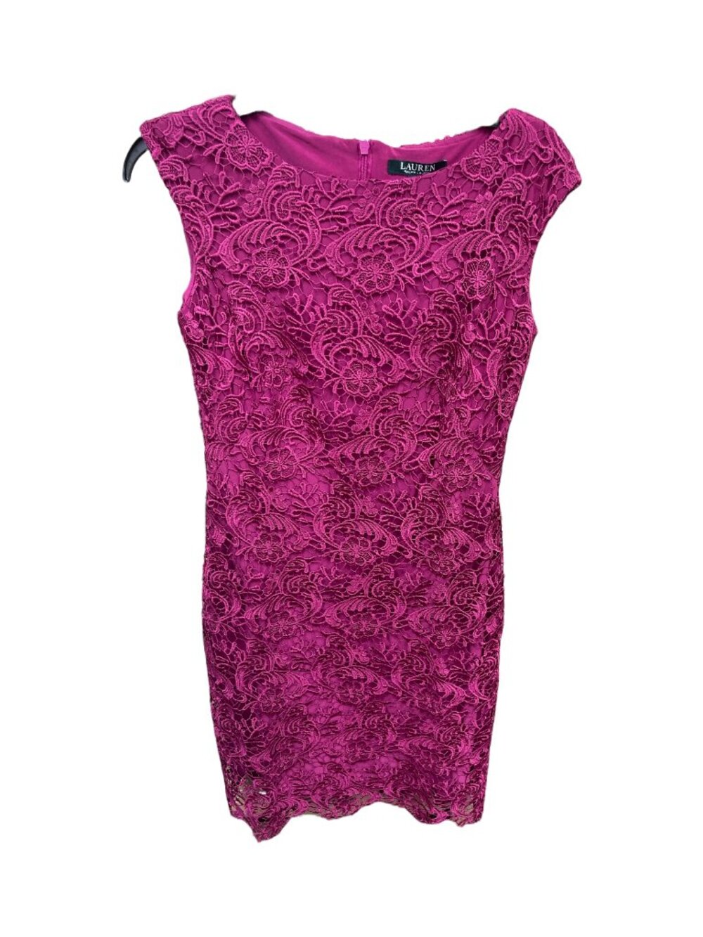 LAUREN RALPH LAUREN Womens Lace Boat Neck Dress